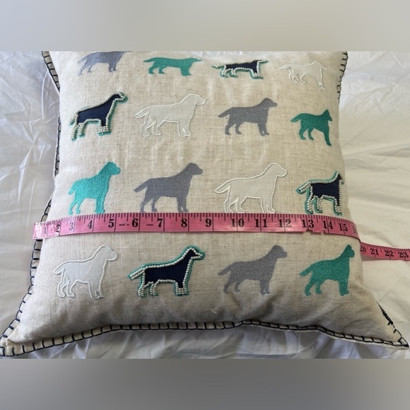 Live Love Bark | Labrador Print Dogs | Pearls Linen Embroidered Throw Pillow - Picture 6 of 8